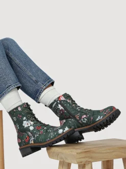Pavers Green Wide Fit Lace-Up Ankle Boots