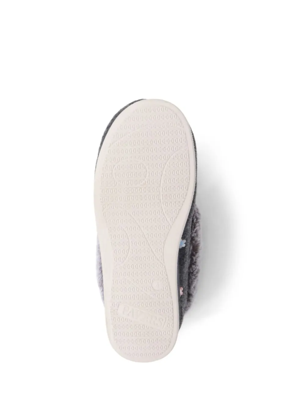 Pavers Grey Floral Faux Fur Slippers