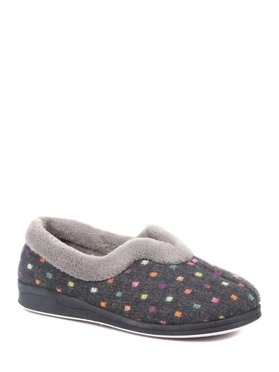 Pavers Grey Polka Dot Slippers