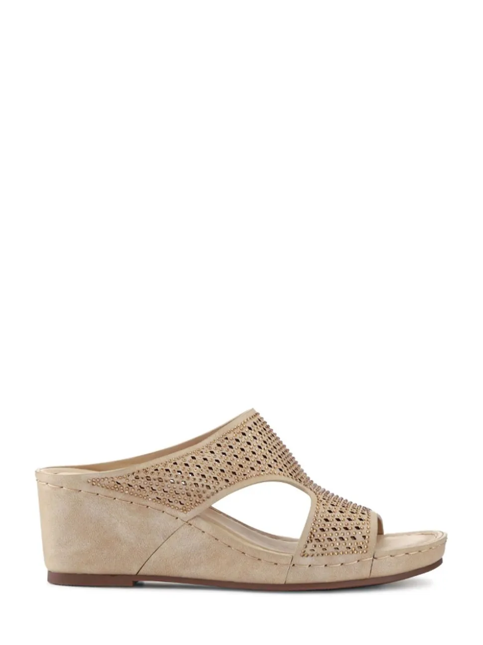 Pavers Natural Tall Wedge Heel Mules