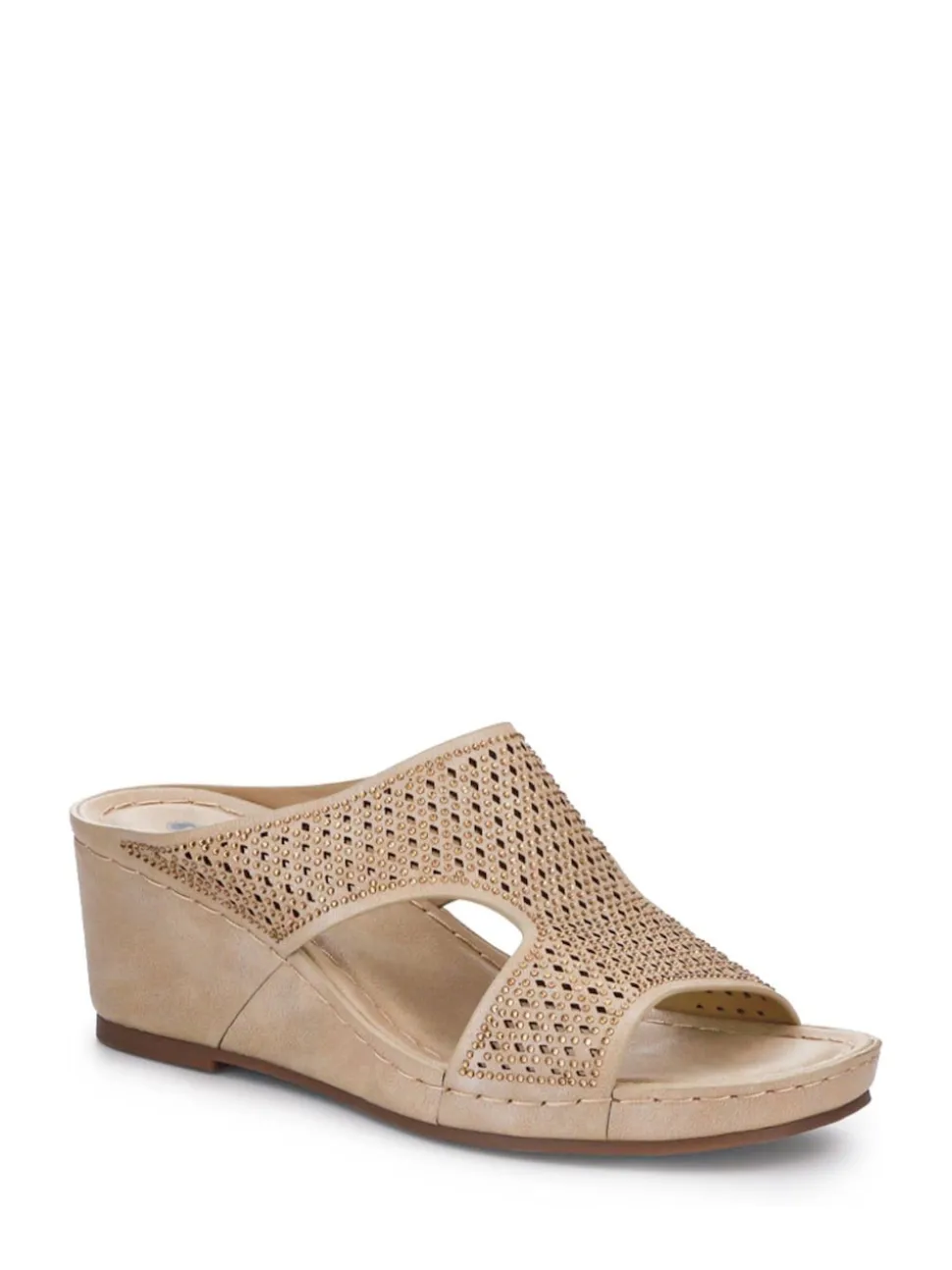 Pavers Natural Tall Wedge Heel Mules