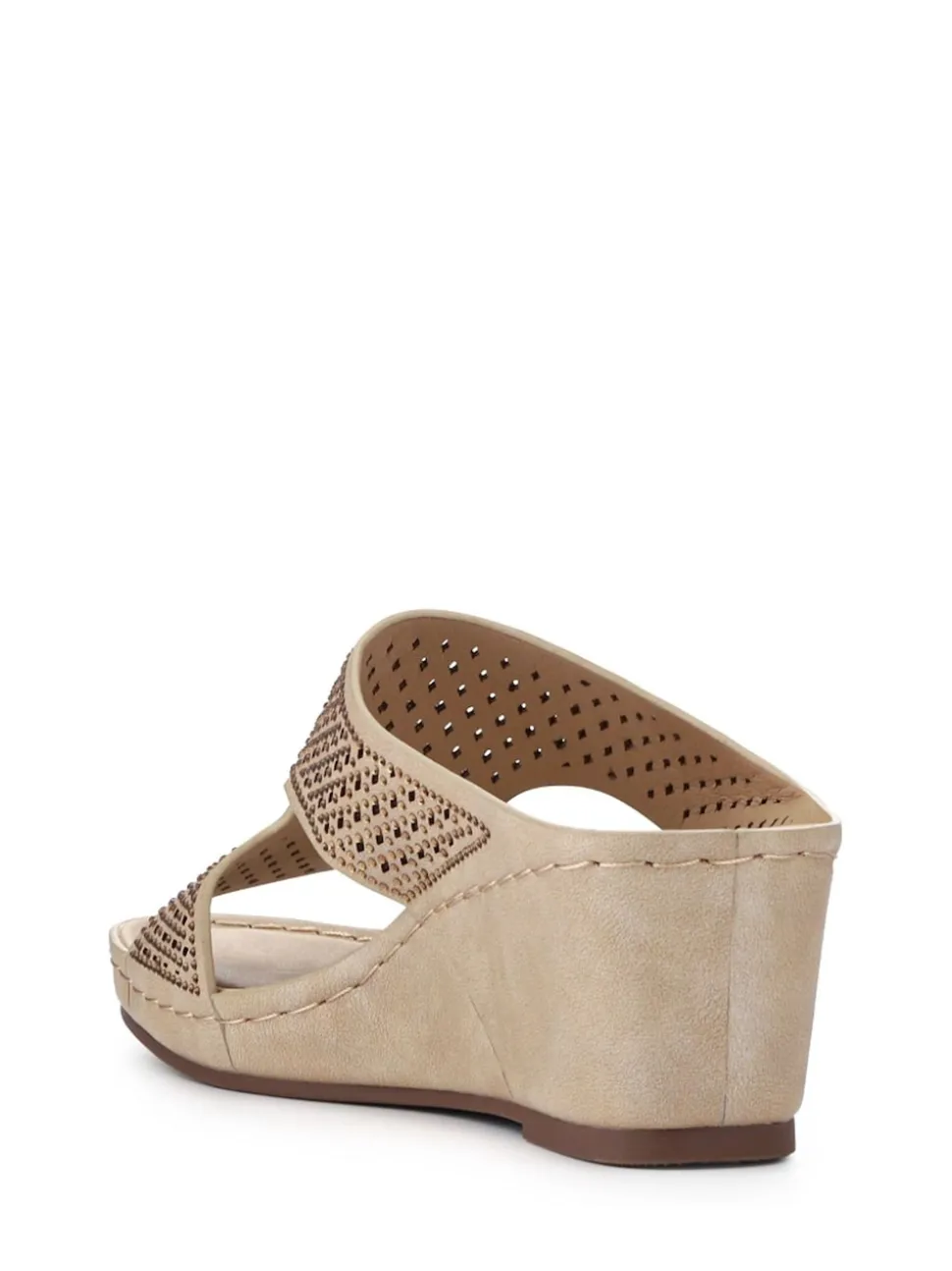Pavers Natural Tall Wedge Heel Mules