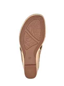 Pavers Natural Tall Wedge Heel Mules