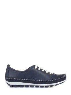 Pavers Navy Ladies Leather Lace-Up Trainers