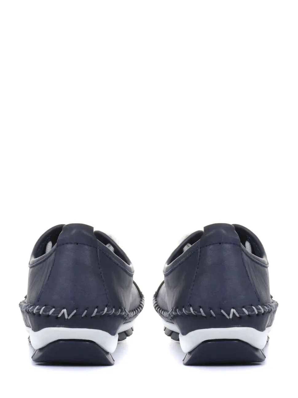 Pavers Navy Ladies Leather Lace-Up Trainers