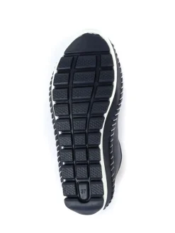 Pavers Navy Ladies Leather Lace-Up Trainers