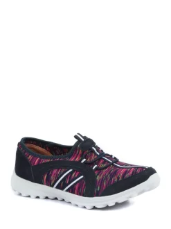 Pavers Navy Multi Pavers Ladies Wide Fit Lightweight Slip-On Trainers
