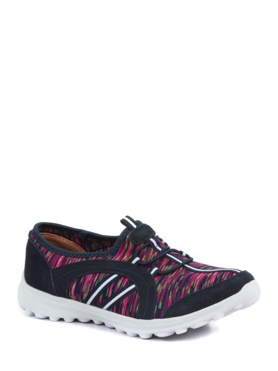 Pavers Navy Multi Pavers Ladies Wide Fit Lightweight Slip-On Trainers