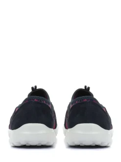 Pavers Navy Multi Pavers Ladies Wide Fit Lightweight Slip-On Trainers