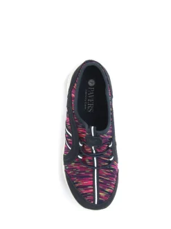 Pavers Navy Multi Pavers Ladies Wide Fit Lightweight Slip-On Trainers