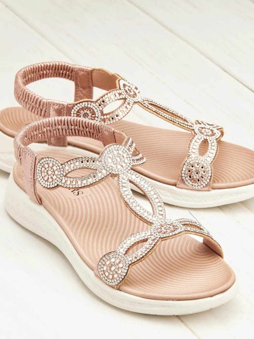 Pavers Pink Pavers Grey Embellished Flatform Sandals