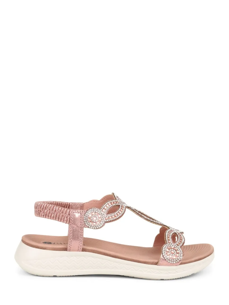 Pavers Pink Pavers Grey Embellished Flatform Sandals