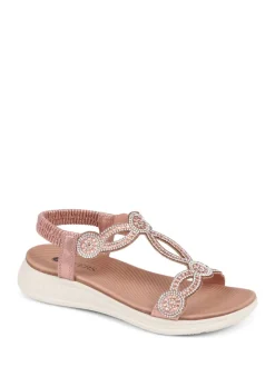 Pavers Pink Pavers Grey Embellished Flatform Sandals