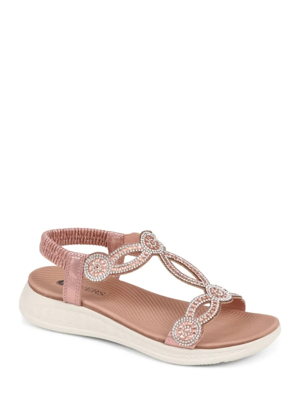 Pavers Pink Pavers Grey Embellished Flatform Sandals