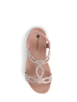 Pavers Pink Pavers Grey Embellished Flatform Sandals