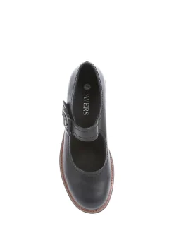 Pavers Plain Black Mary Jane Buckle Shoes with Chunky Sole