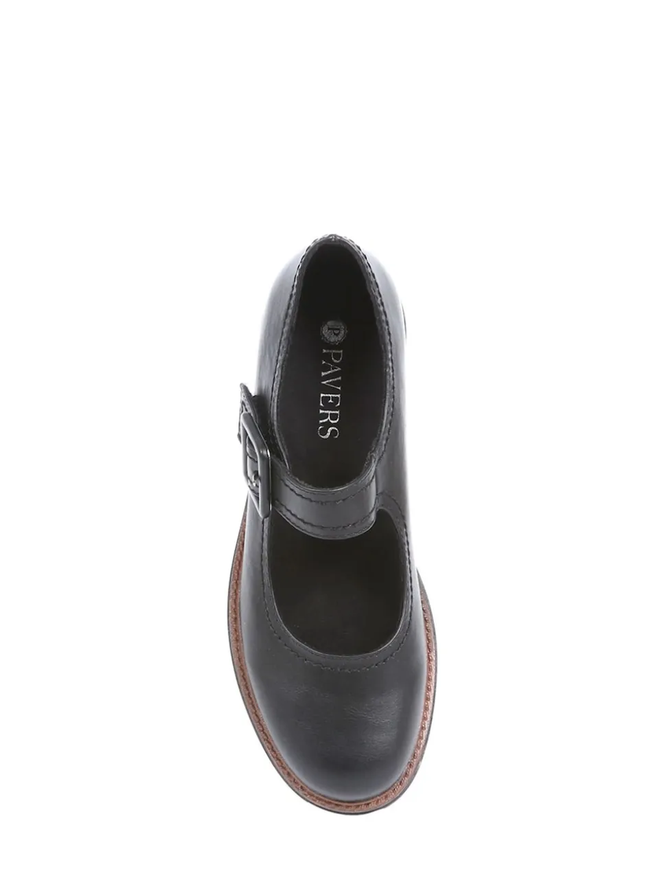 Pavers Plain Black Mary Jane Buckle Shoes with Chunky Sole