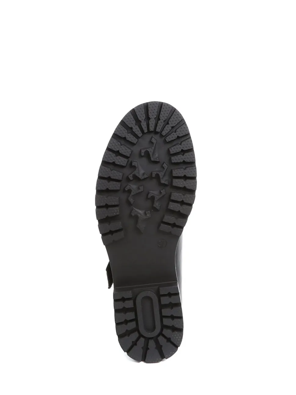 Pavers Plain Black Mary Jane Buckle Shoes with Chunky Sole