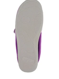 Pavers Purple Wide Fit Ladies Touch Fasten Full Slippers With Permalose Sole