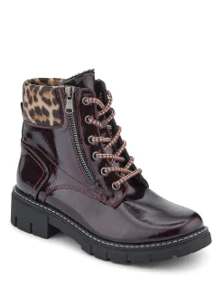 Pavers Red Zip & Lace-Up Ankle Boots
