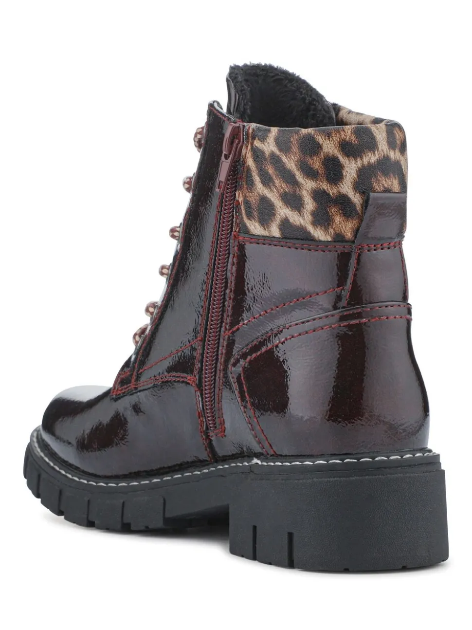 Pavers Red Zip & Lace-Up Ankle Boots