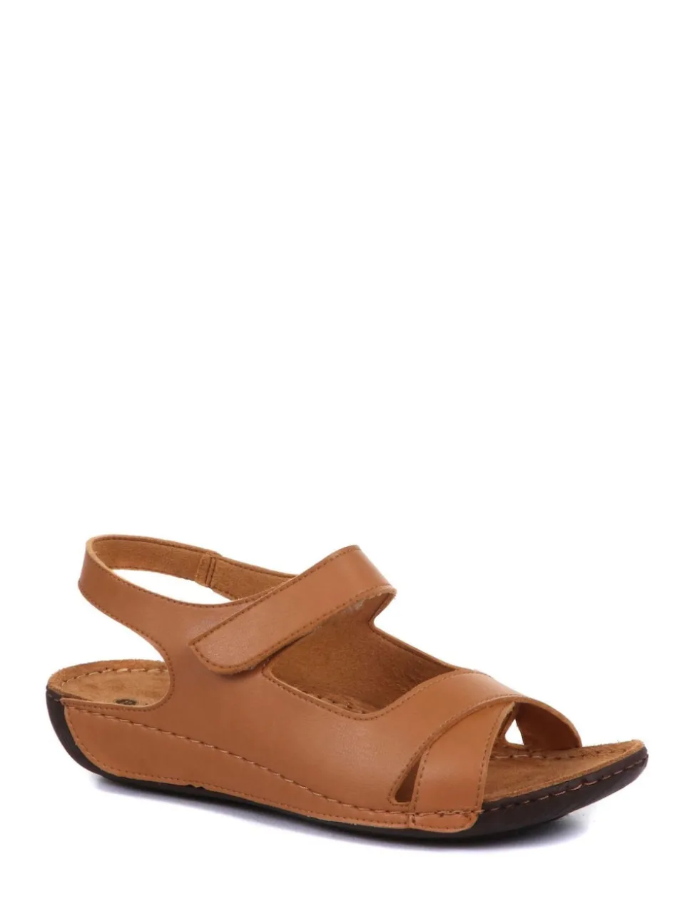 Pavers Tan Ladies Touch Fasten Sandals