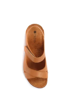 Pavers Tan Ladies Touch Fasten Sandals