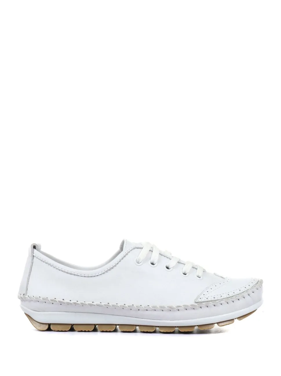 Pavers White Ladies Leather Lace-Up Trainers