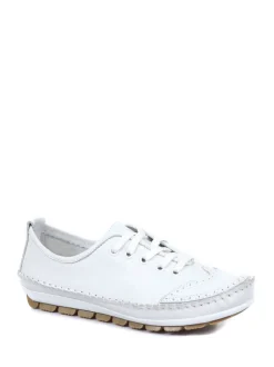 Pavers White Ladies Leather Lace-Up Trainers