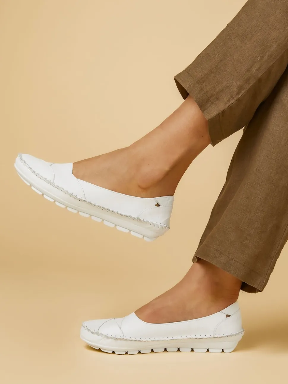 Pavers White Pavers Leather Slip On White Shoes