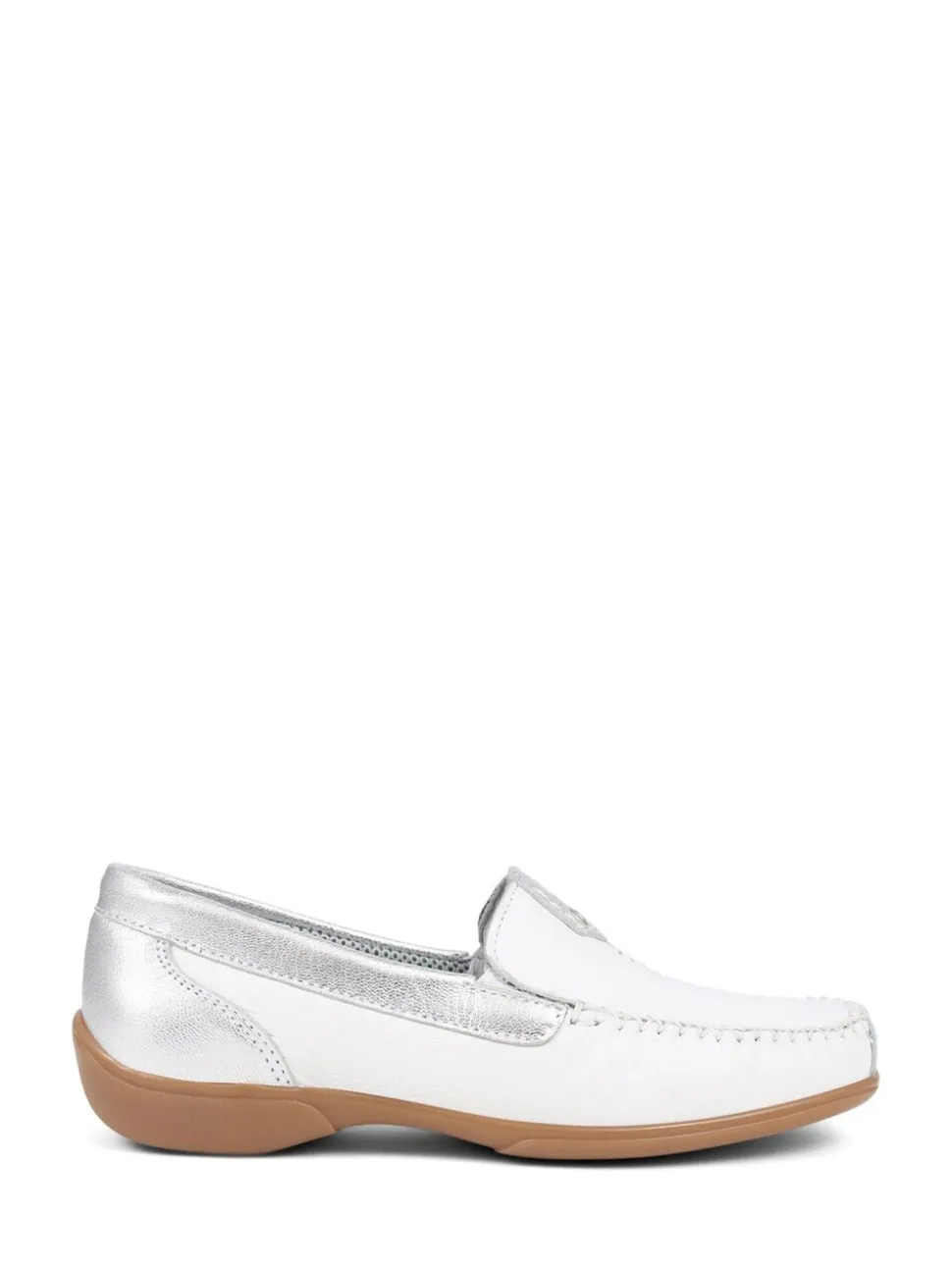 Pavers White-Silver Leather Moccasins