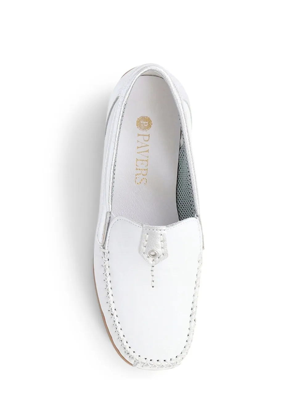 Pavers White-Silver Leather Moccasins
