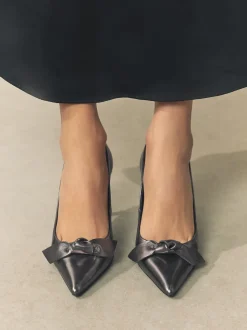 Pewter Forever Comfort® Bow Detail Leather Mid Court Shoes