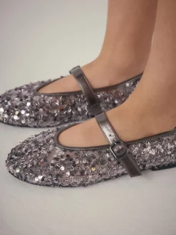Pewter Sequin Forever Comfort® Embellished Sequin Mary Jane Shoes