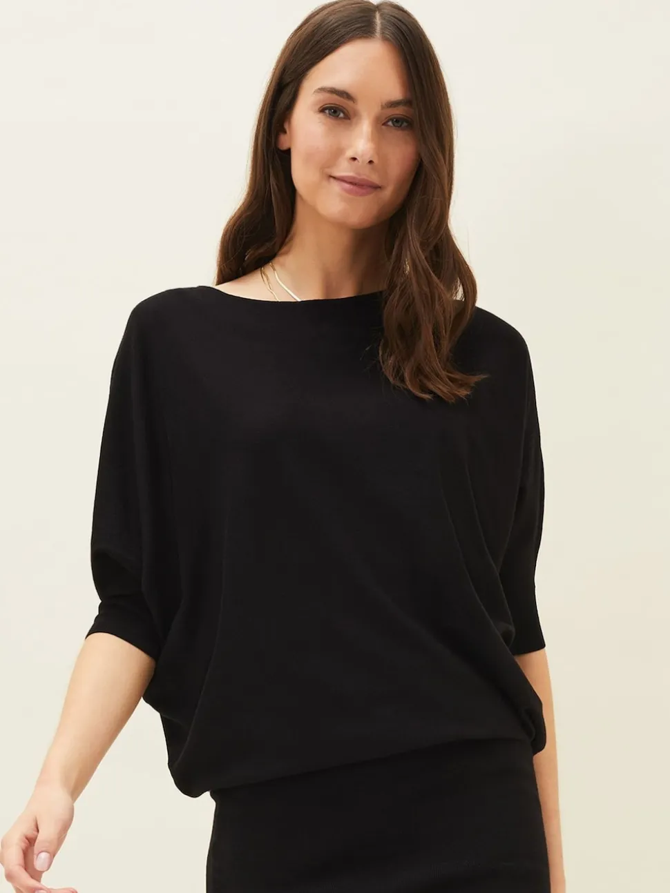 Phase Eight Black Becca Batwing Knitted Dress