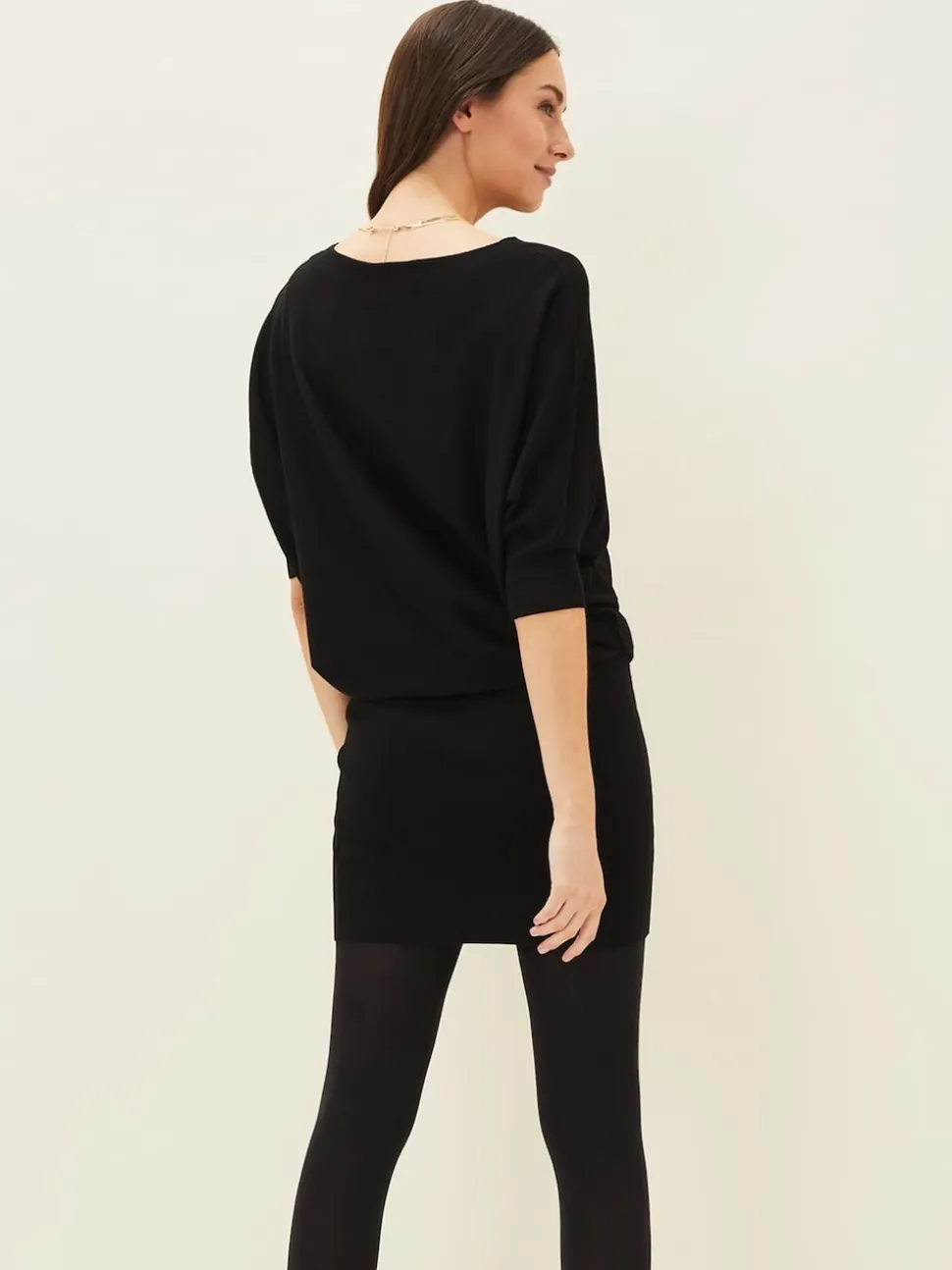 Phase Eight Black Becca Batwing Knitted Dress