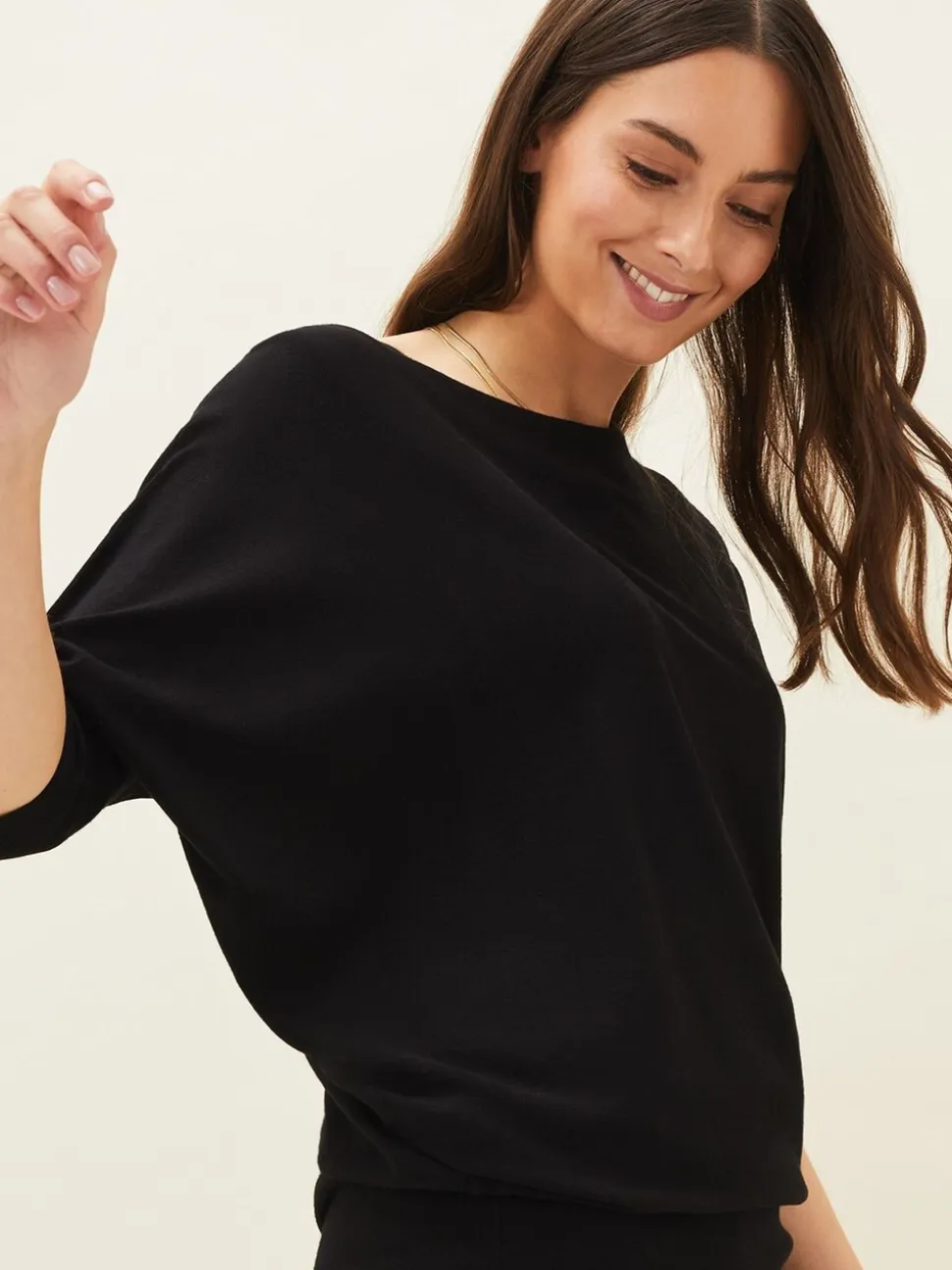 Phase Eight Black Becca Batwing Knitted Dress