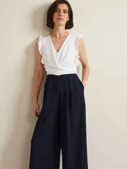 Phase Eight Blue Ayla Ruffle Jumpsuit