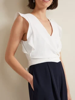 Phase Eight Blue Ayla Ruffle Jumpsuit