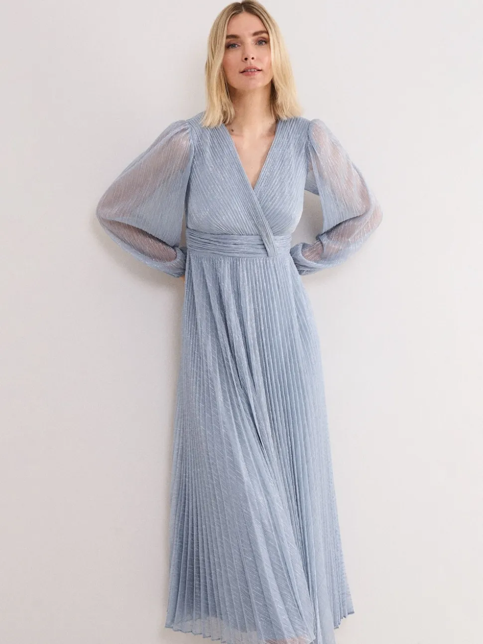 Phase Eight Blue Harper Plisse Dress