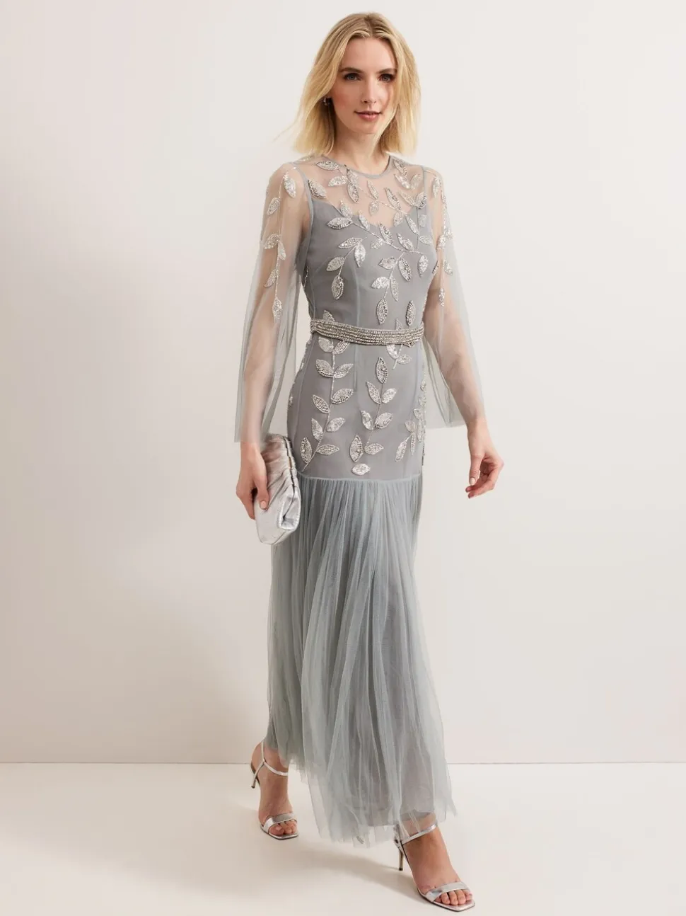 Phase Eight Blue Trish Beaded Dress