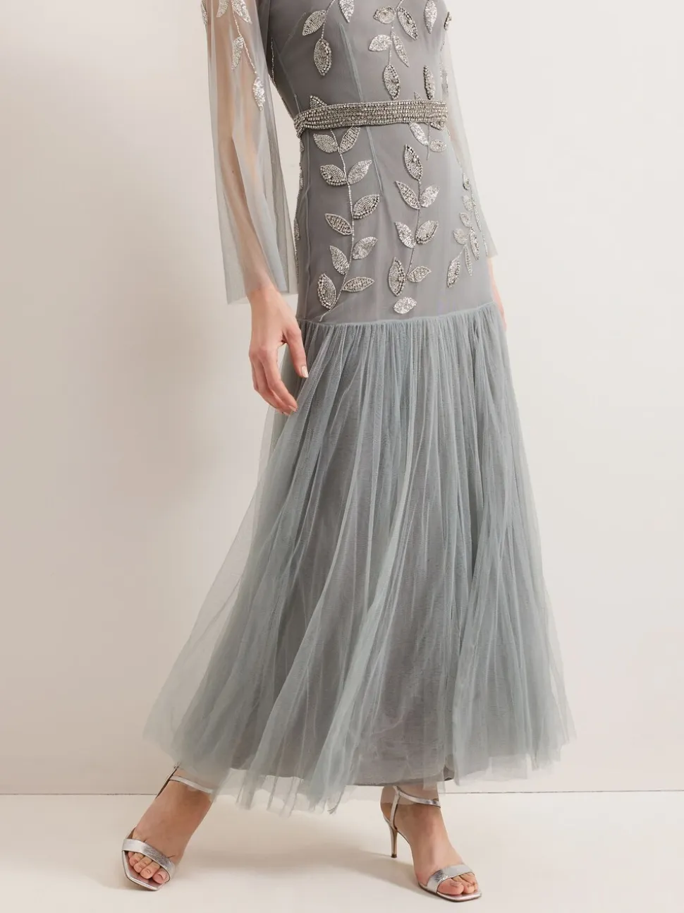 Phase Eight Blue Trish Beaded Dress