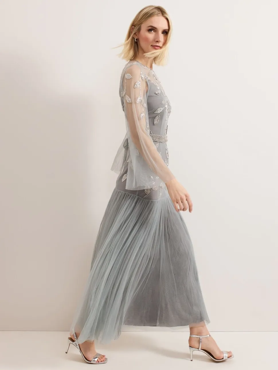 Phase Eight Blue Trish Beaded Dress