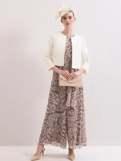 Phase Eight Brown Janine Leaf Jumpsuit