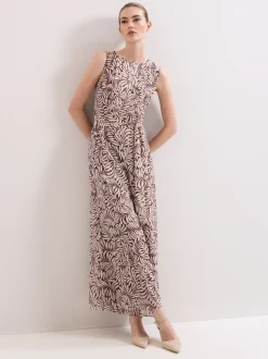 Phase Eight Brown Petite Janine Leaf Jumpsuit