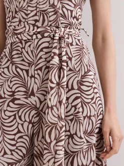 Phase Eight Brown Petite Janine Leaf Jumpsuit