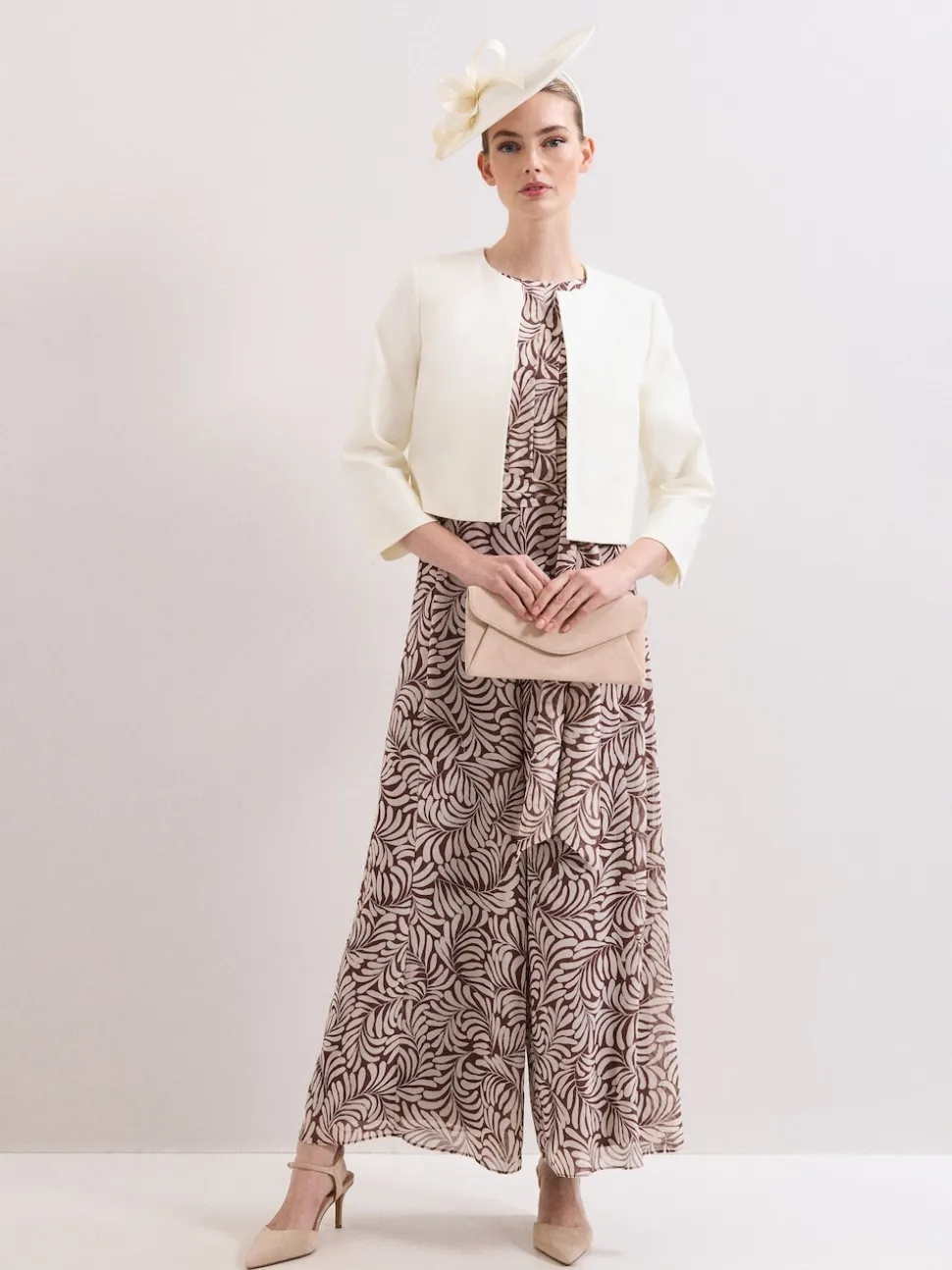 Phase Eight Brown Petite Janine Leaf Jumpsuit
