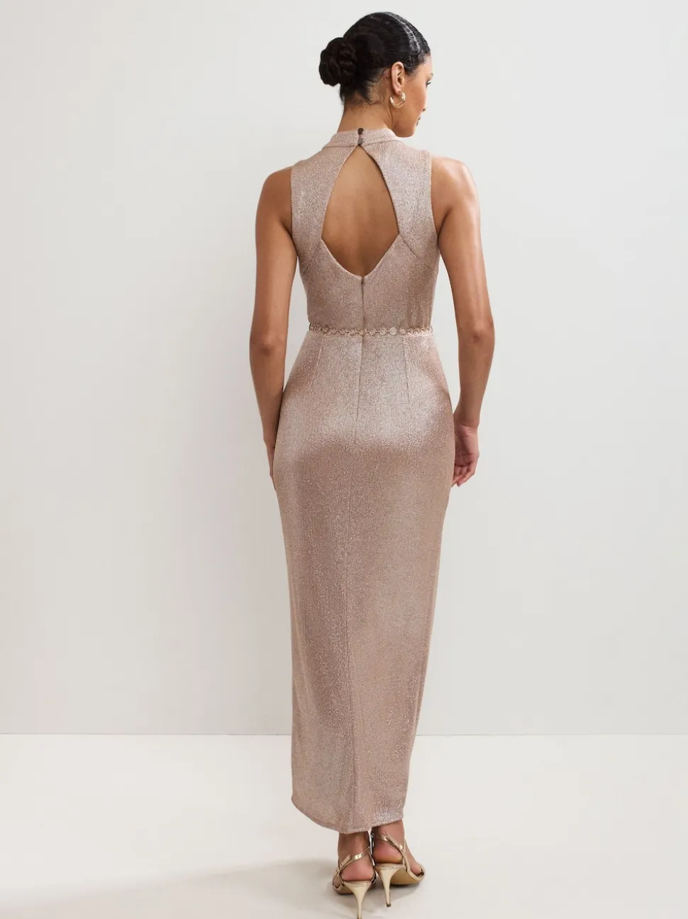 Phase Eight Gold Libby Metallic Dress