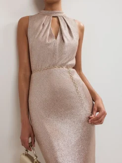 Phase Eight Gold Libby Metallic Dress