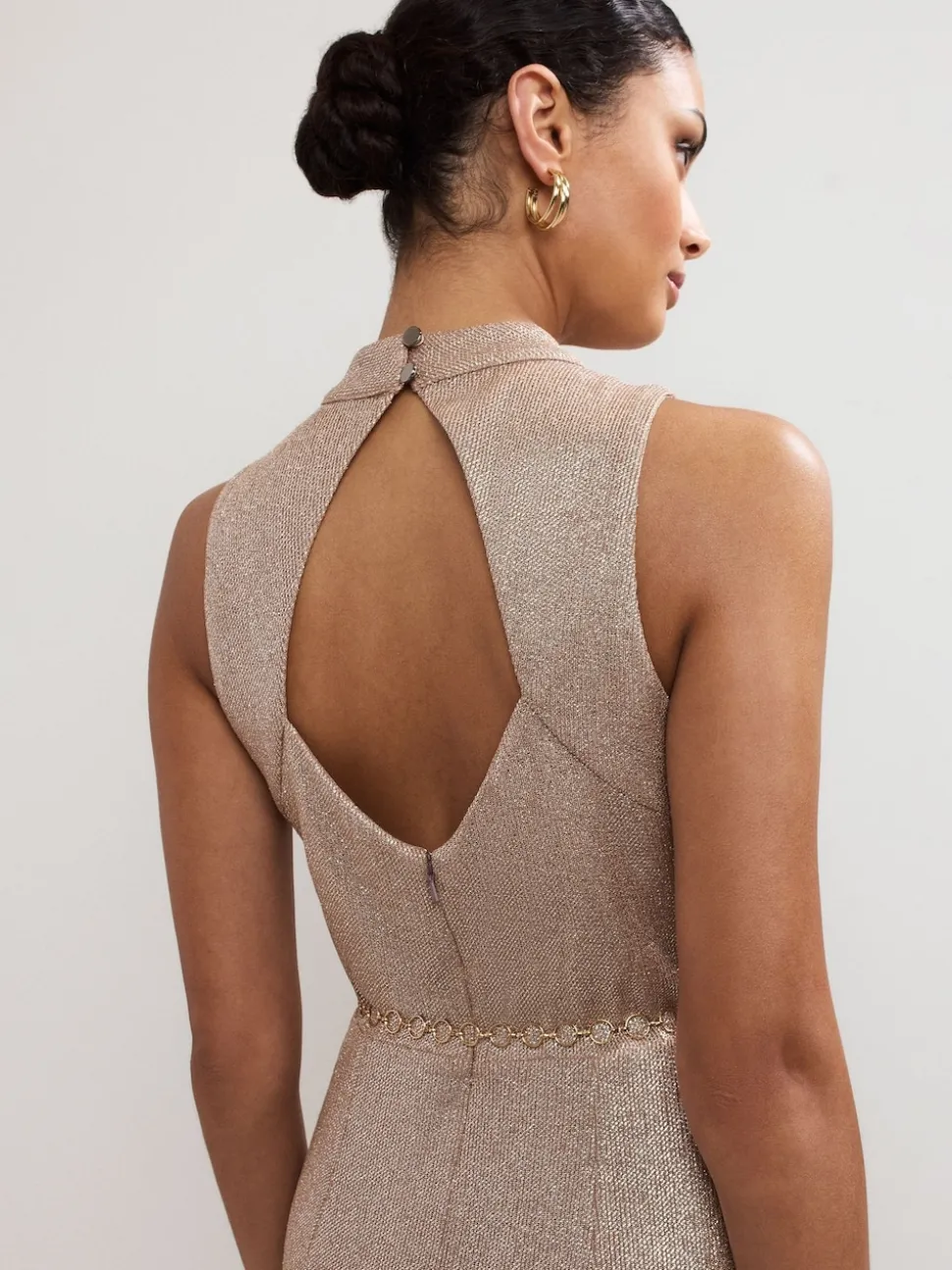 Phase Eight Gold Libby Metallic Dress